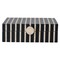 Hello Honey Handmade Mango Wood and Resin Striped Storage Box with Knob, Black, Tan & Natural